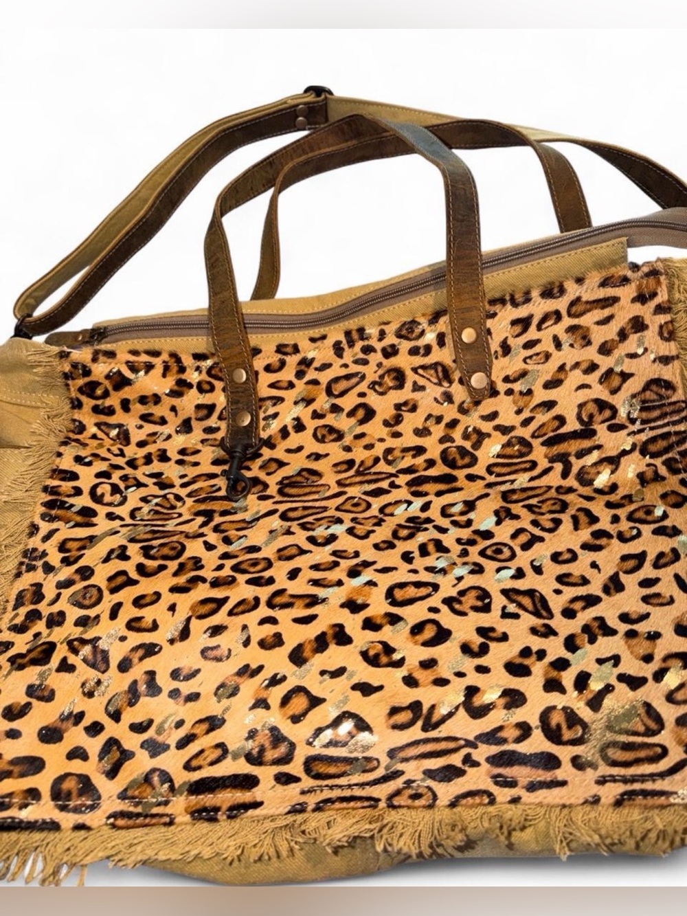 Myra Bag Leopard Print Tote in tan - Picture 2 of 7